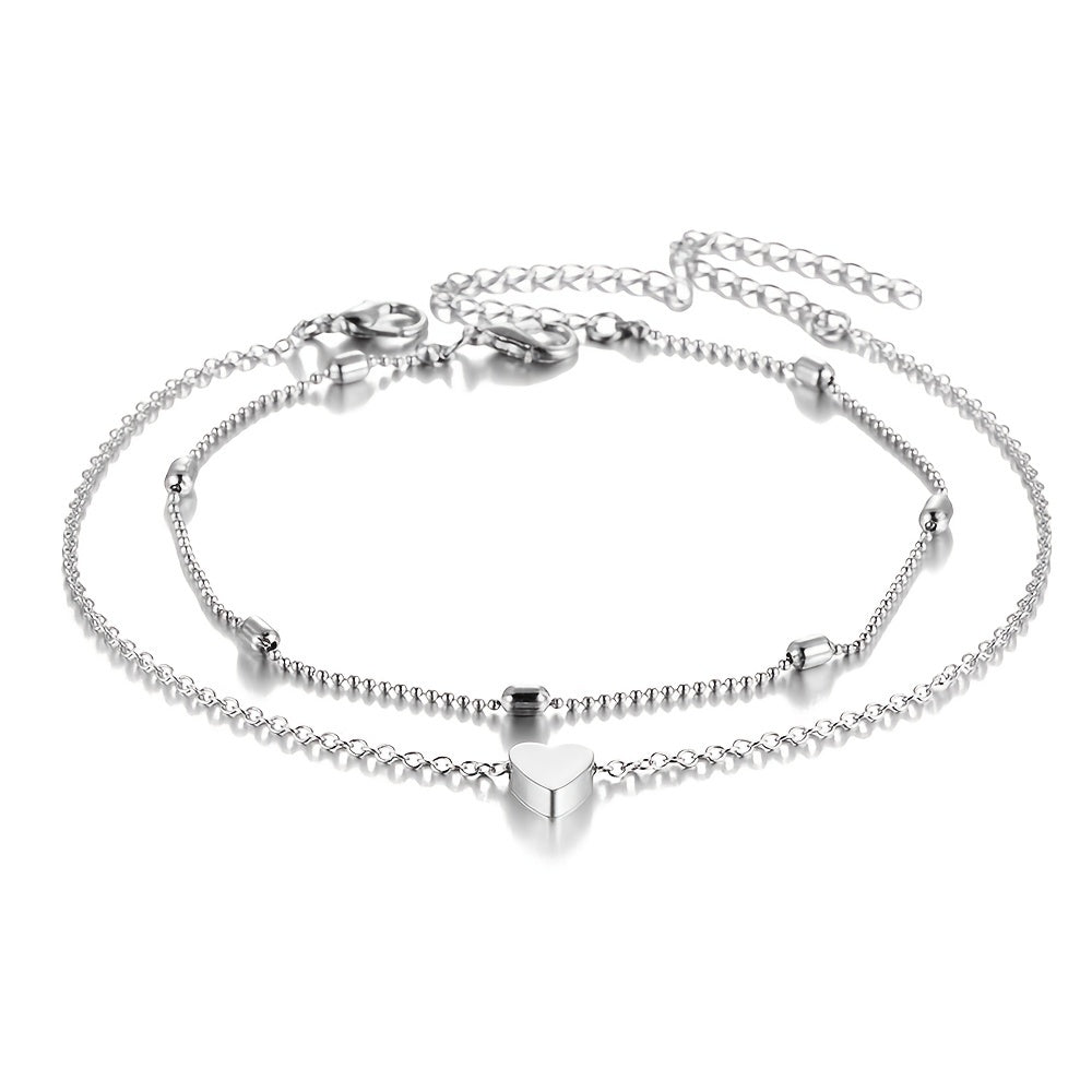 2 Pcs Dainty Anklet Set Beach Foot Jewelry Summer Accessories