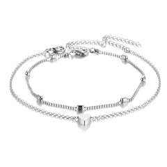 2 Pcs Dainty Anklet Set Beach Foot Jewelry Summer Accessories