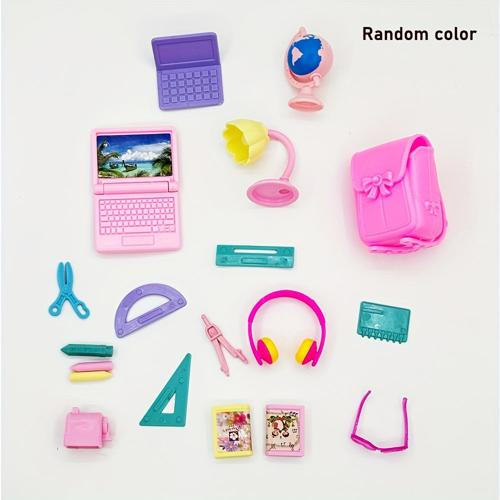 19pcs Mini School Study Tools Dollhouse Miniatures Doll Accessories DIY Toys