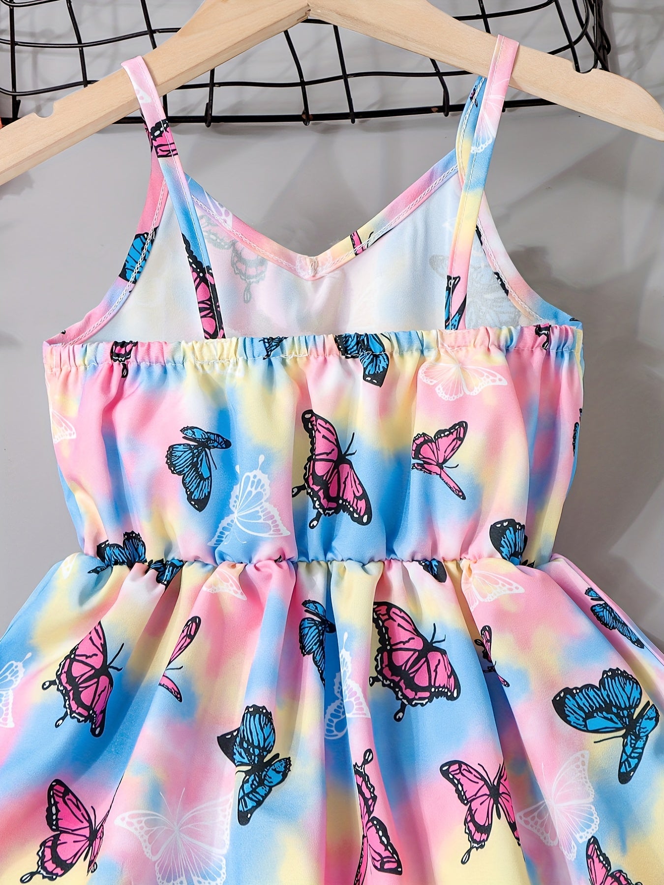 Toddler Girls Tie Dye Butterfly Graphic Cami Dress