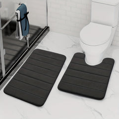 2pc Memory Foam Bathmat Set Anti Skid U Shaped Rugs