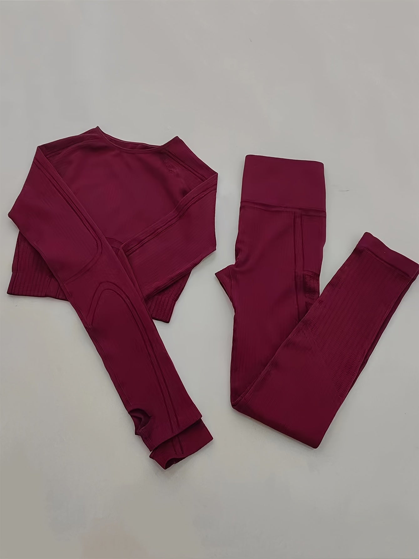Yoga Workout Set Long Sleeve Thumb Hole Top & High Stretch Leggings