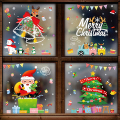 Christmas Snowman & Reindeer Window Stickers Static Cling Decoration