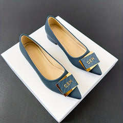 Women's Metallic Low Heel Pointed Toe Office Work Shoes