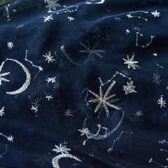 Moon Star Embroidered Lace Fabric for Wedding Dress Gown Curtain