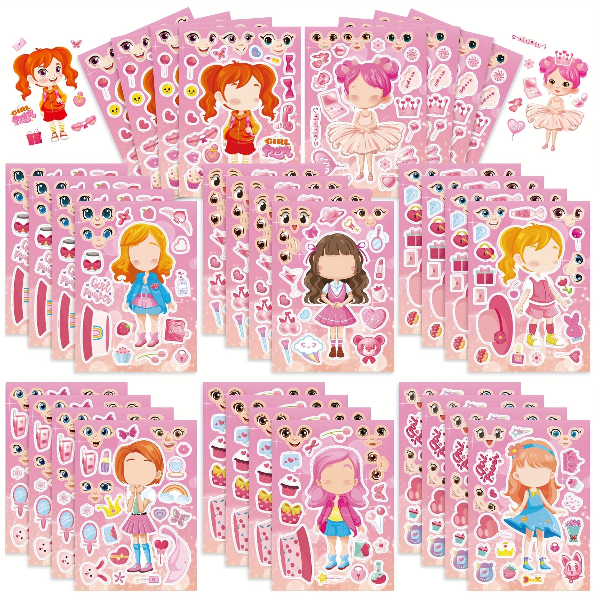 16 Sheets of DIY Dress Up Sticker Role Playing Puzzle Stickers for Girls
