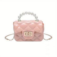 Argyle Faux Pearl Handle Mini Bag Shoulder Crossbody Chain Bag