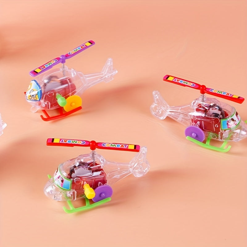 4pcs Mini Aircraft Plastic Helicopter Toy with Propeller Rotatable