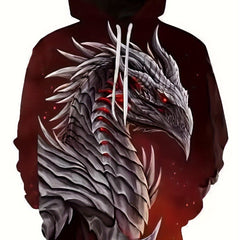 Devil Dragon Print Hoodie Men's Pullover Sweatshirt