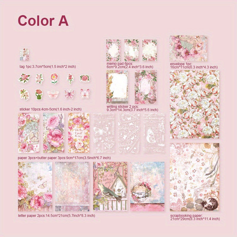 40pcs Vintage Scrapbook Supplies Retro Plants Flowers Butterflies DIY Art Crafts