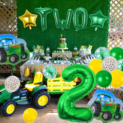 26pcs Tractor Birthday Party Supplies Set with Number, Latex, and Star Balloons