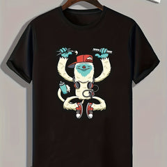 Funny Cartoon Print Men's Graphic T-shirt Summer Casual Comfy Tees