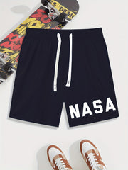 NASA Print Men's Drawstring Waistband Shorts Summer Clothing