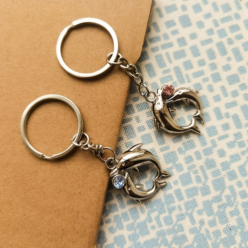 Cartoon Couple Dolphin Keychain Pendant Gift
