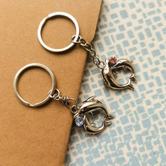 Cartoon Couple Dolphin Keychain Pendant Gift