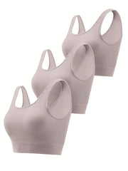 3 Pack Plus Size Seamless Sports Bra Set with Removable Pads