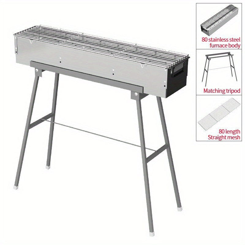 Portable Charcoal Grill 36x20 32 cm Outdoor Barbecue Skewers