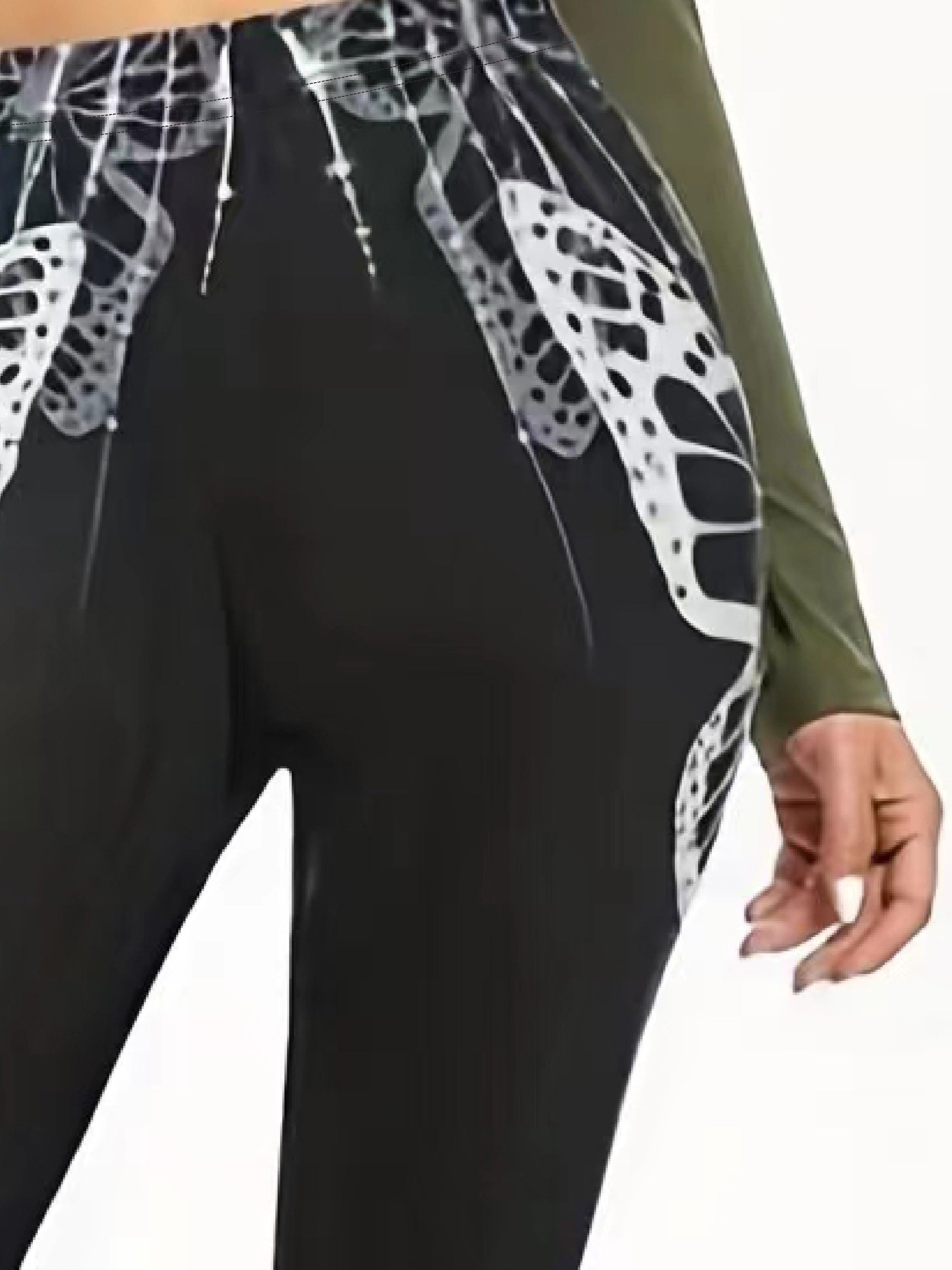Halloween Goth Leggings Women's Plus Butterfly & Skull Print