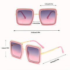 Oversized Square Frame Sunglasses Gradient Lens Wrap Around Eyewear