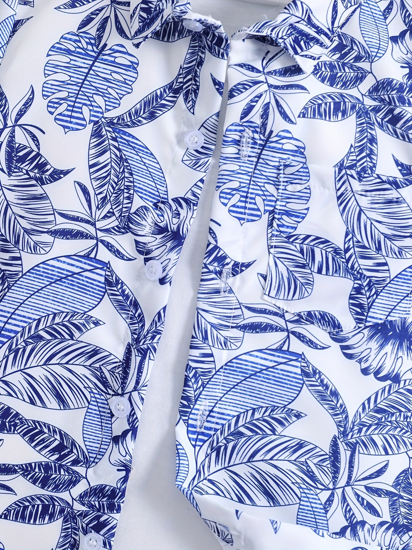 Boys Leaves Print Shirt Preppy Style For Summer Kids Clothes