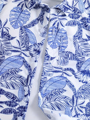 Boys Leaves Print Shirt Preppy Style For Summer Kids Clothes