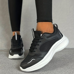 Women's Mesh Platform Sneakers Breathable Lace Up Casual Running Shoes