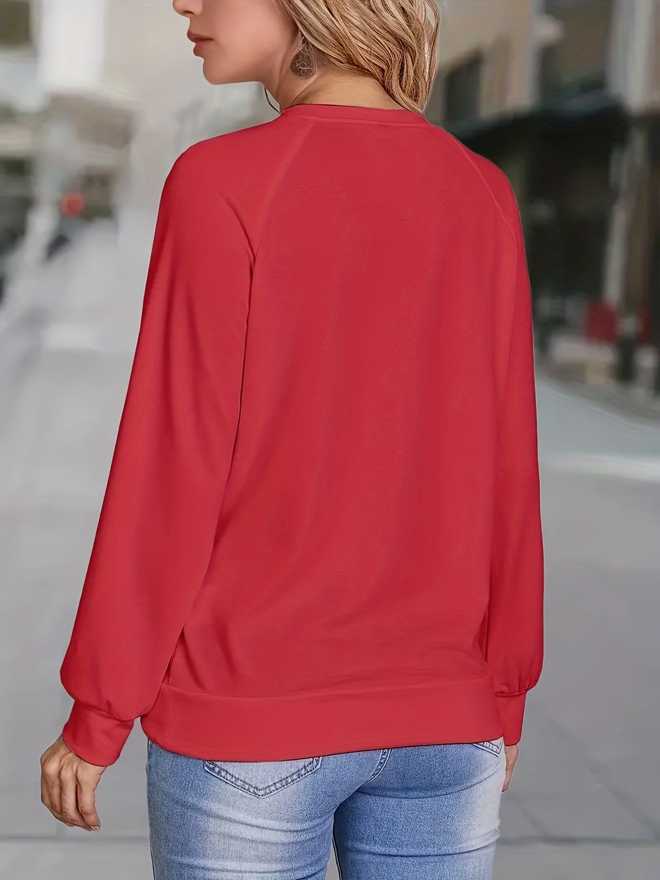 Cross Graphic Print Sweatshirt Crew Neck Women's Clothing