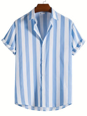 Stripe Print Casual Short Sleeve Shirt for Men