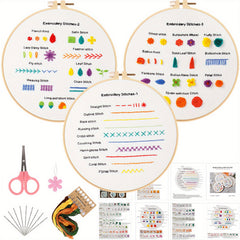 Embroidery Starter Kit Adults Embroidery Cloth Hoop Thread Needles Instruction