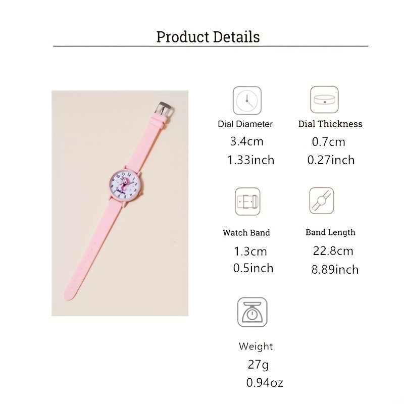 Pink Unicorn Watch And 3pcs Bracelet Set - DIY Random Design