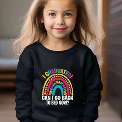 Girls Rainbow Pattern Crew Neck Long Sleeve Sweatshirt