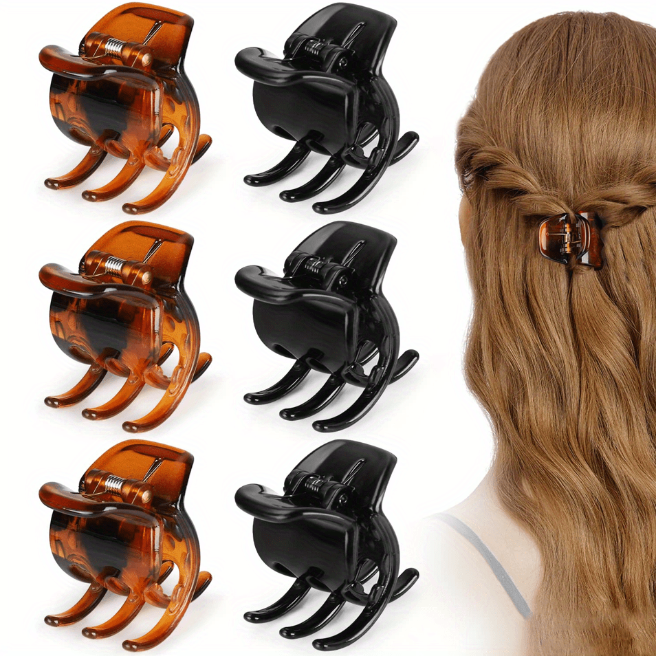 6pcs Solid Hair Claw Clip Boho Non Slip Hair Styling Accessory