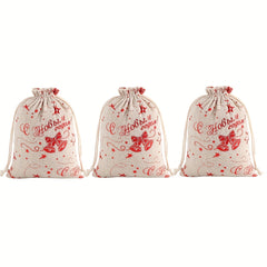 12pcs Xmas Burlap Bags Drawstring Gift Bags Hanging Advent Calendar Candy Bag