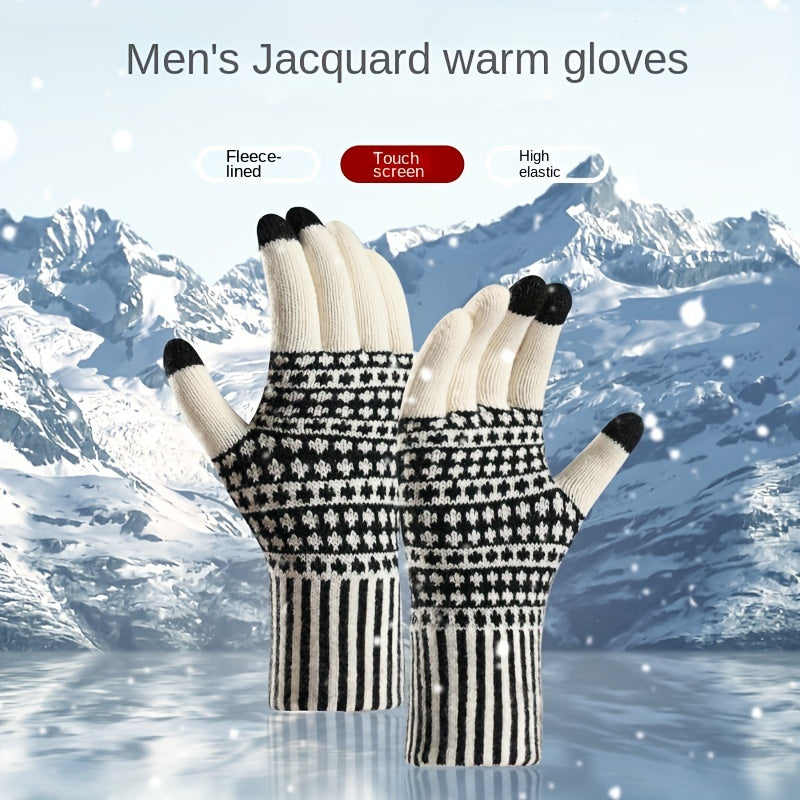 Winter Touch Screen Thickened Knitted Gloves For Men