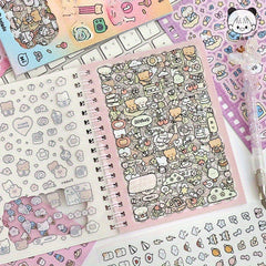 Cartoon Character Sticker Book - 14 Adorable Animal & Food Themed Stickers