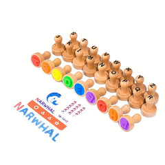 Wooden Stamp Creative Toy Set - Fun Letter and Number Shape Stamps