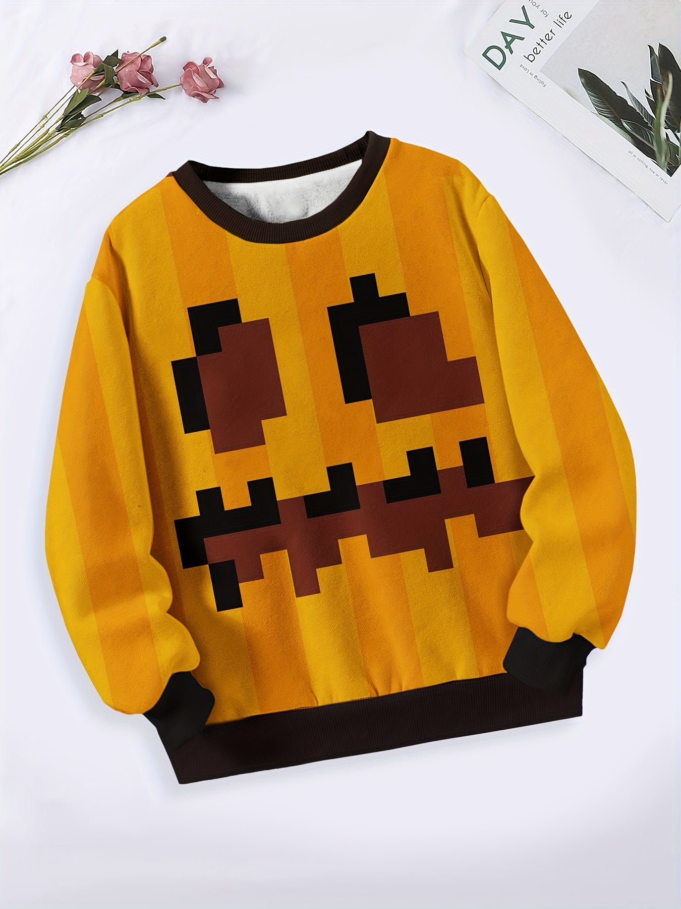 Creative Pattern Graphic Crew Neck Sweatshirt Long Sleeve Sports Gift