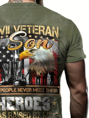 Eagle & Flag Pattern Print Men's Short Sleeve T-shirt