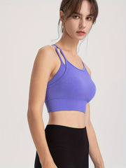 Spaghetti Strap Sports Bra Beauty Back Fitness Workout Running Crop Top