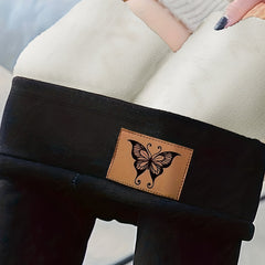 Women's Sports Leggings with Butterfly Patched Fleece Lining