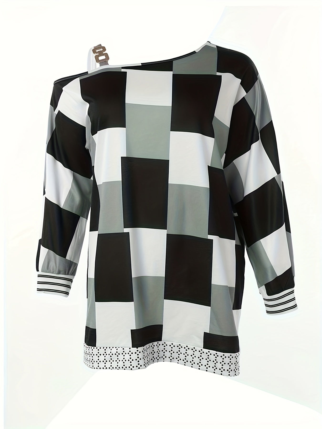 Colorblock Geometric Print One Shoulder Dress