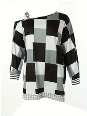 Colorblock Geometric Print One Shoulder Dress