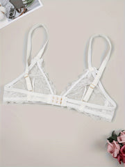 Sultry Lace Push Up Bra Bow Tie Semi Sheer Lingerie