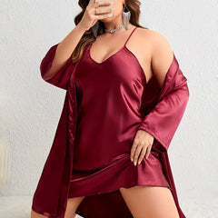 Sexy Open Front Satin Robe & Cami Set