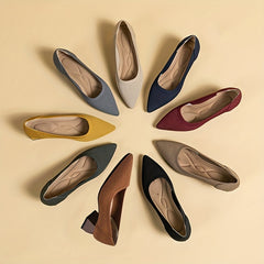 Women's Pointed Toe Chunky Heeled Slip-On Shoes