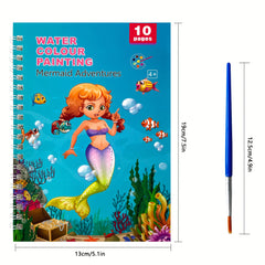 Kids Watercolor Coloring Book Set with Paints and Pens