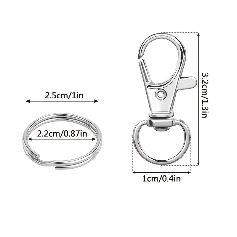 100pcs Swivel Hooks Metal Key Chain Key Hanger Backpack Hanging Buckle