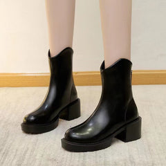 British Style Zip Back Ankle Boots