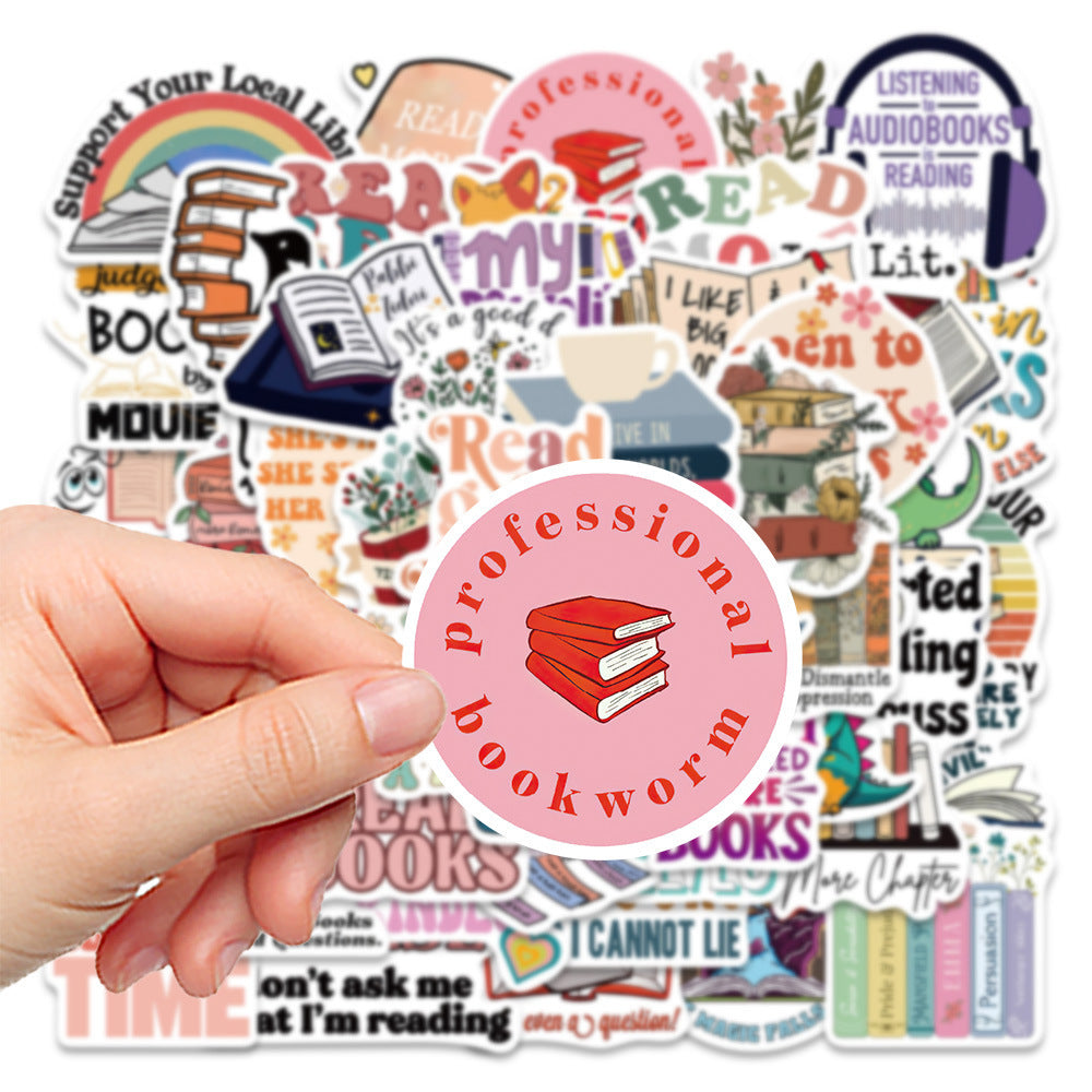 50pcs Cartoon Book Stickers Waterproof Vinyl for Water Bottles Laptops Phones