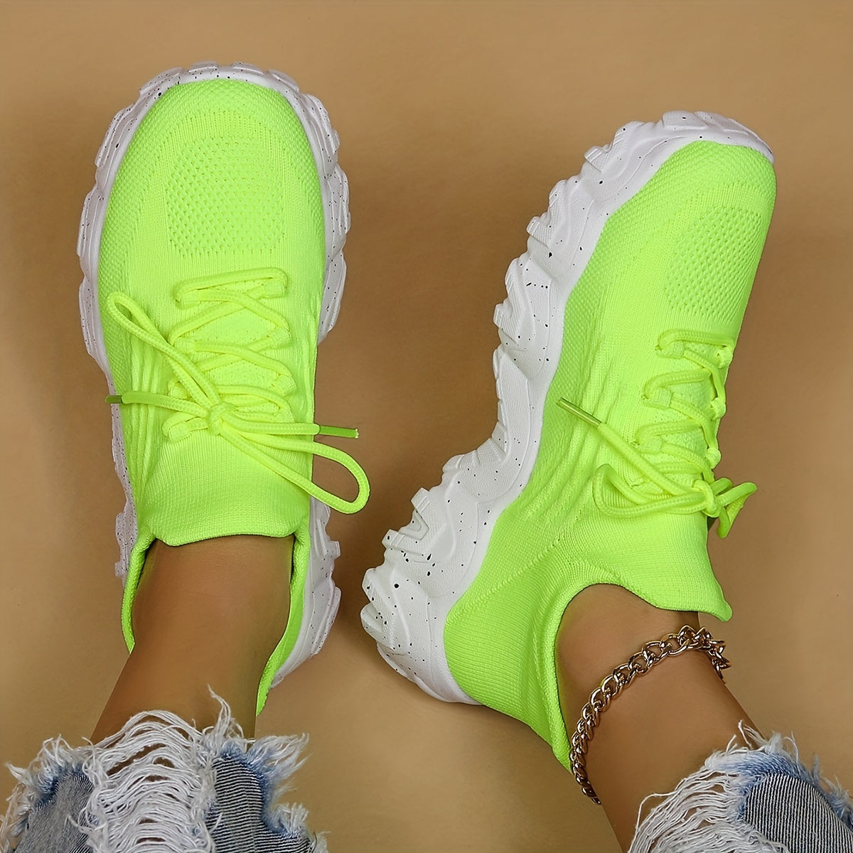 Women's Mesh Running Shoes Breathable Sneakers Lace Up Comfortable Sports